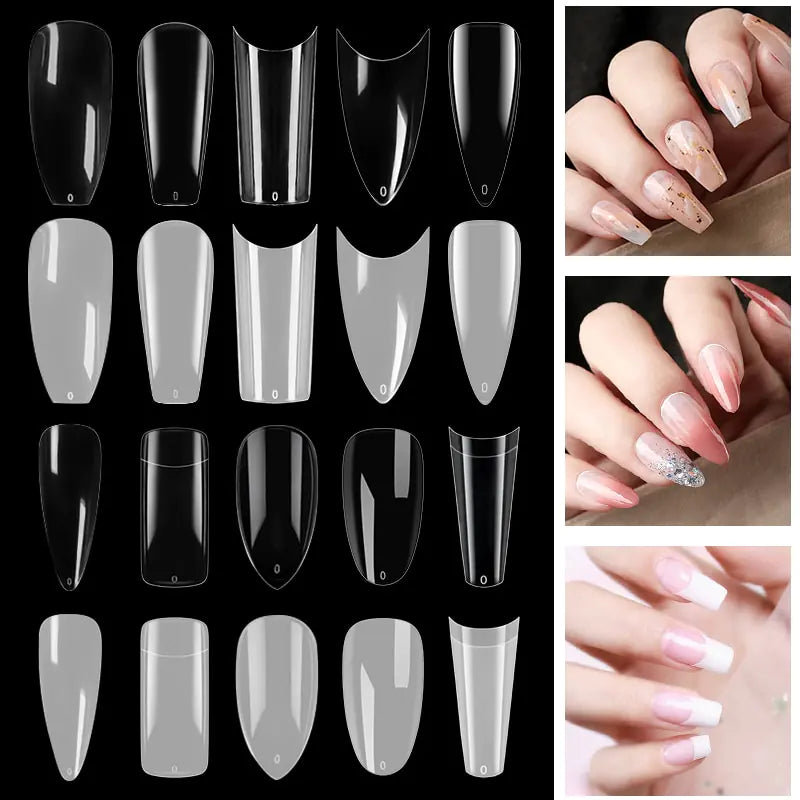 French Fake Nails Extension (Natural & Transparent) 500 pcs