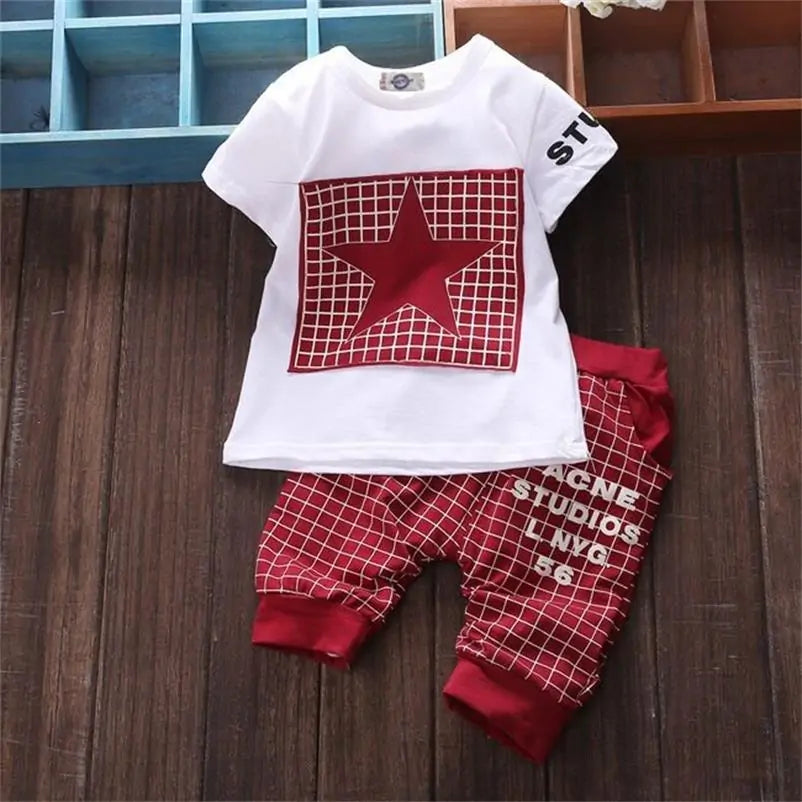 Baby Boy Printed Clothes Set: T-Shirt + Pants Suit