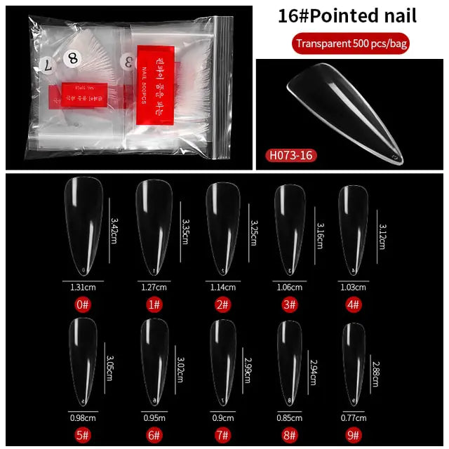 French Fake Nails Extension (Natural & Transparent) 500 pcs