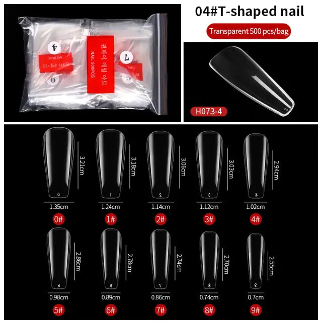 French Fake Nails Extension (Natural & Transparent) 500 pcs