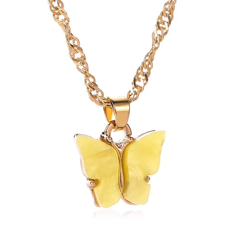 Butterfly Pendant Choker Necklace and Earning