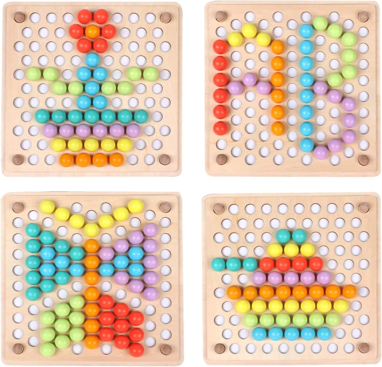 Wooden Peg Board Beads Game