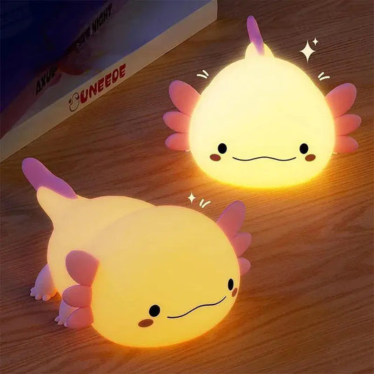 Cute Axolotl Night Lamp – Soft Silicone Touch Lamp, USB Rechargeable for Kids' Nursery