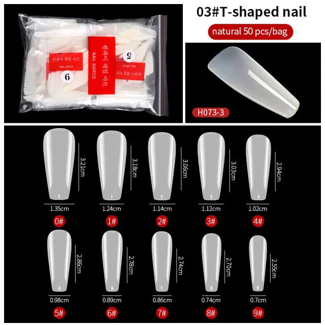 French Fake Nails Extension (Natural & Transparent) 500 pcs