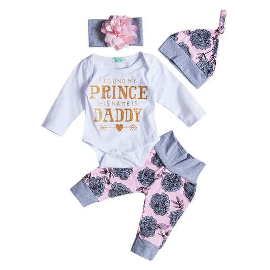 Daddy Print Top Romper Floral Winter Set