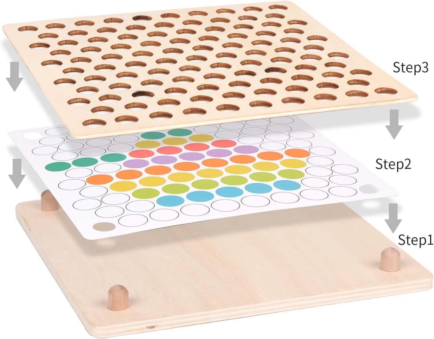 Wooden Peg Board Beads Game