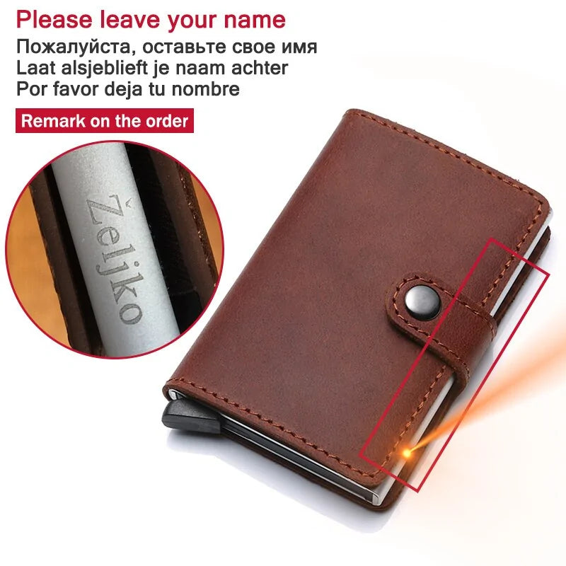 RFID Blocking Men Wallet ID Card Holder