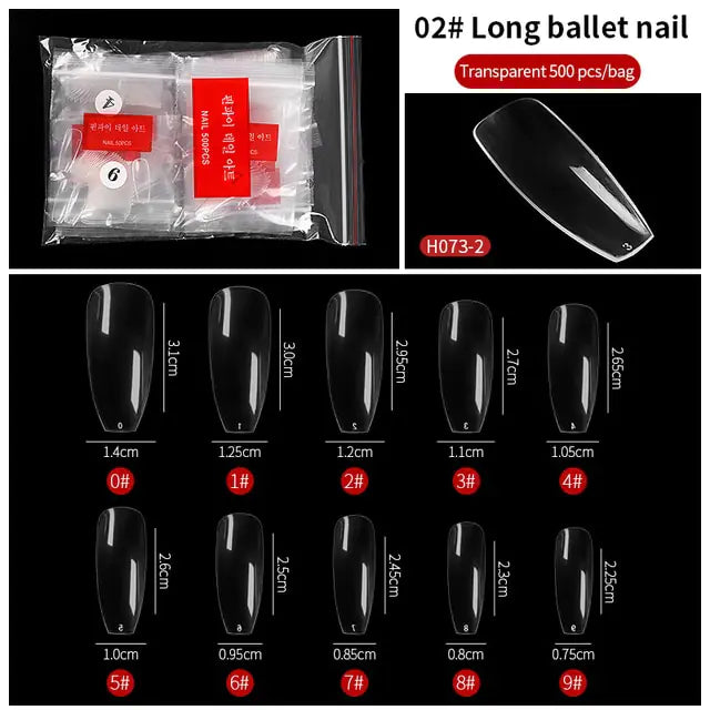 French Fake Nails Extension (Natural & Transparent) 500 pcs