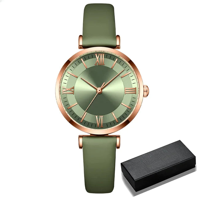 Classic Clock Leather Watch