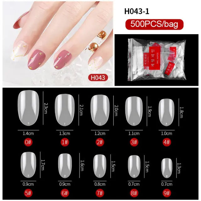 French Fake Nails Extension (Natural & Transparent) 500 pcs