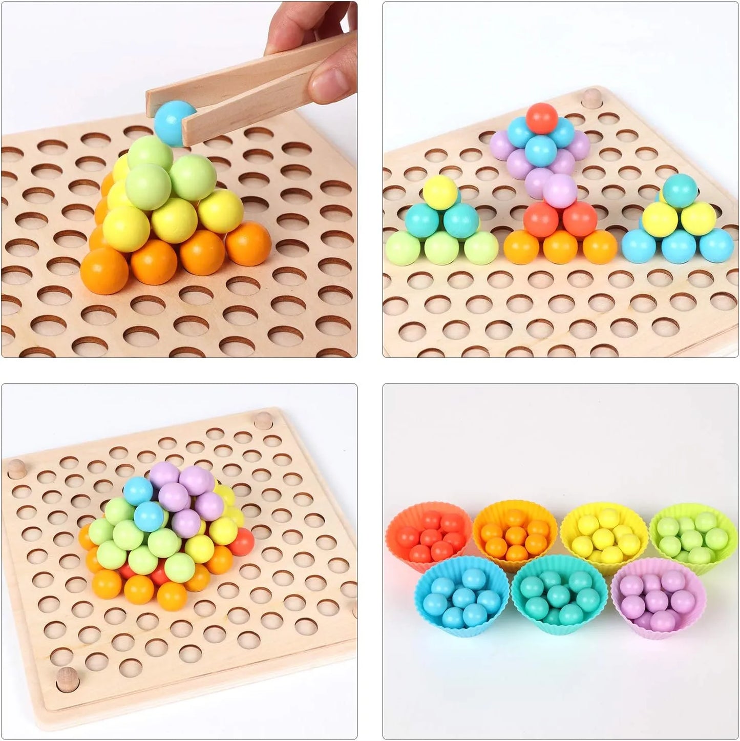 Wooden Peg Board Beads Game