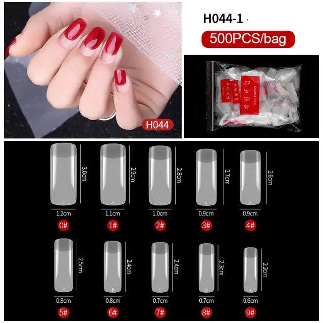 French Fake Nails Extension (Natural & Transparent) 500 pcs