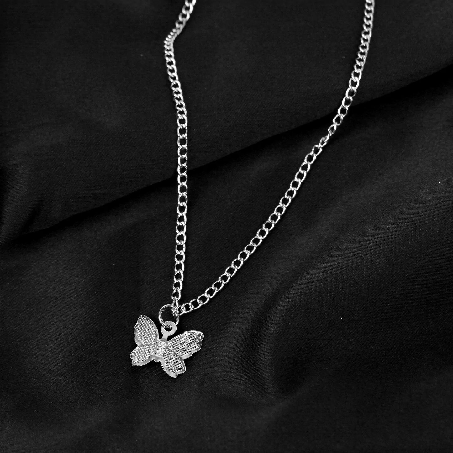 Butterfly Pendant Choker Necklace and Earning