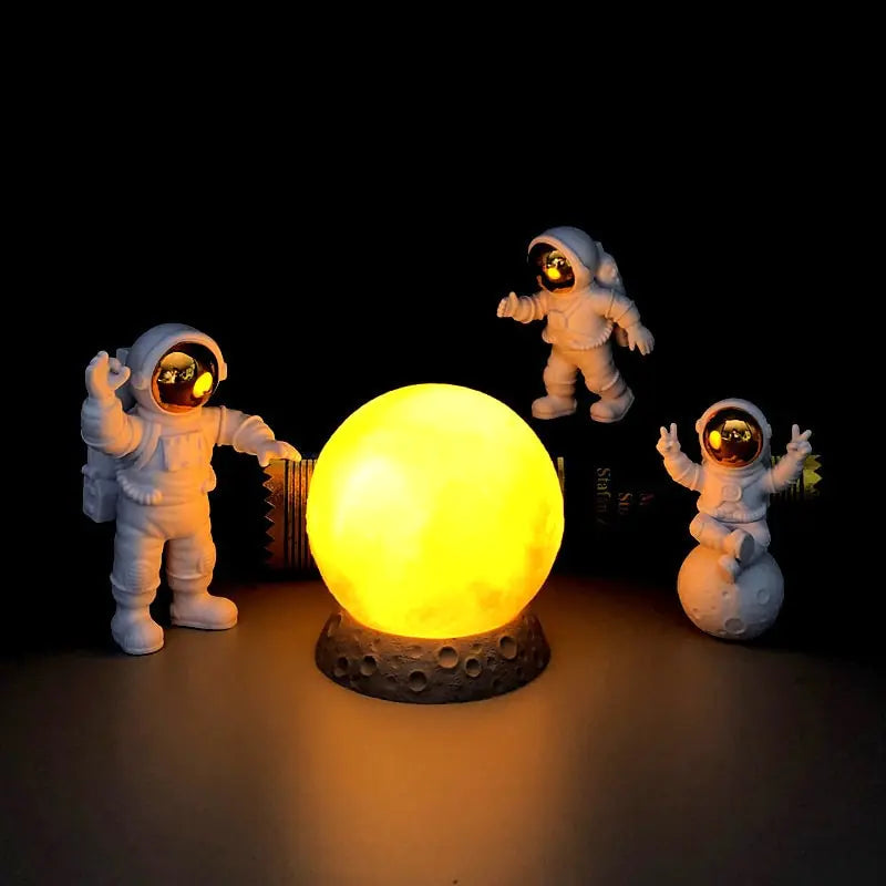 Astronaut Yellow Moon Ambient Light Ornament (4PCs)