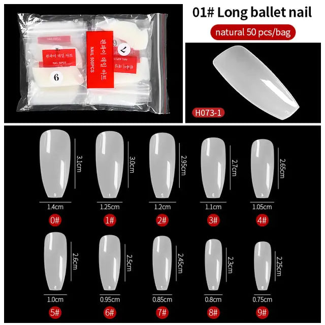 French Fake Nails Extension (Natural & Transparent) 500 pcs