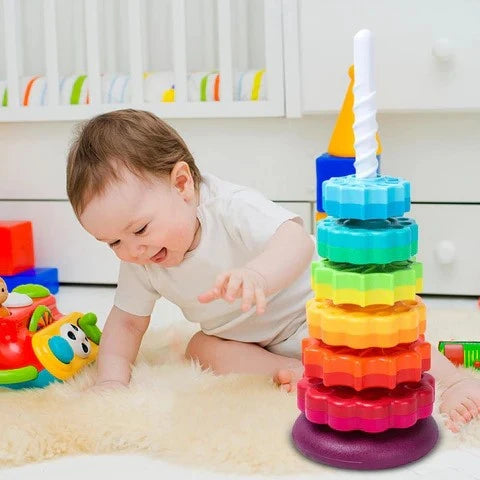 Rotating Rainbow Tower- Educational Toy