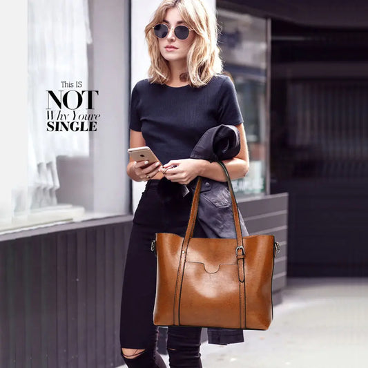 Oil wax leather Shoulder Bags for Women