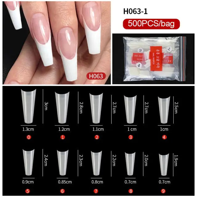 French Fake Nails Extension (Natural & Transparent) 500 pcs