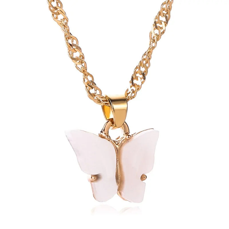 Butterfly Pendant Choker Necklace and Earning