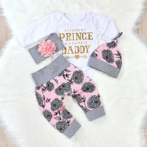 Daddy Print Top Romper Floral Winter Set