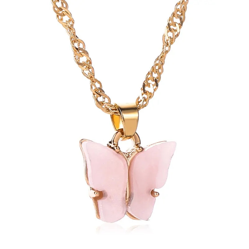 Butterfly Pendant Choker Necklace and Earning