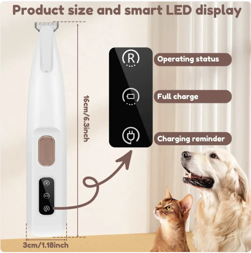 Pets Paw Trimmer with LED Light and Display -Waterproof