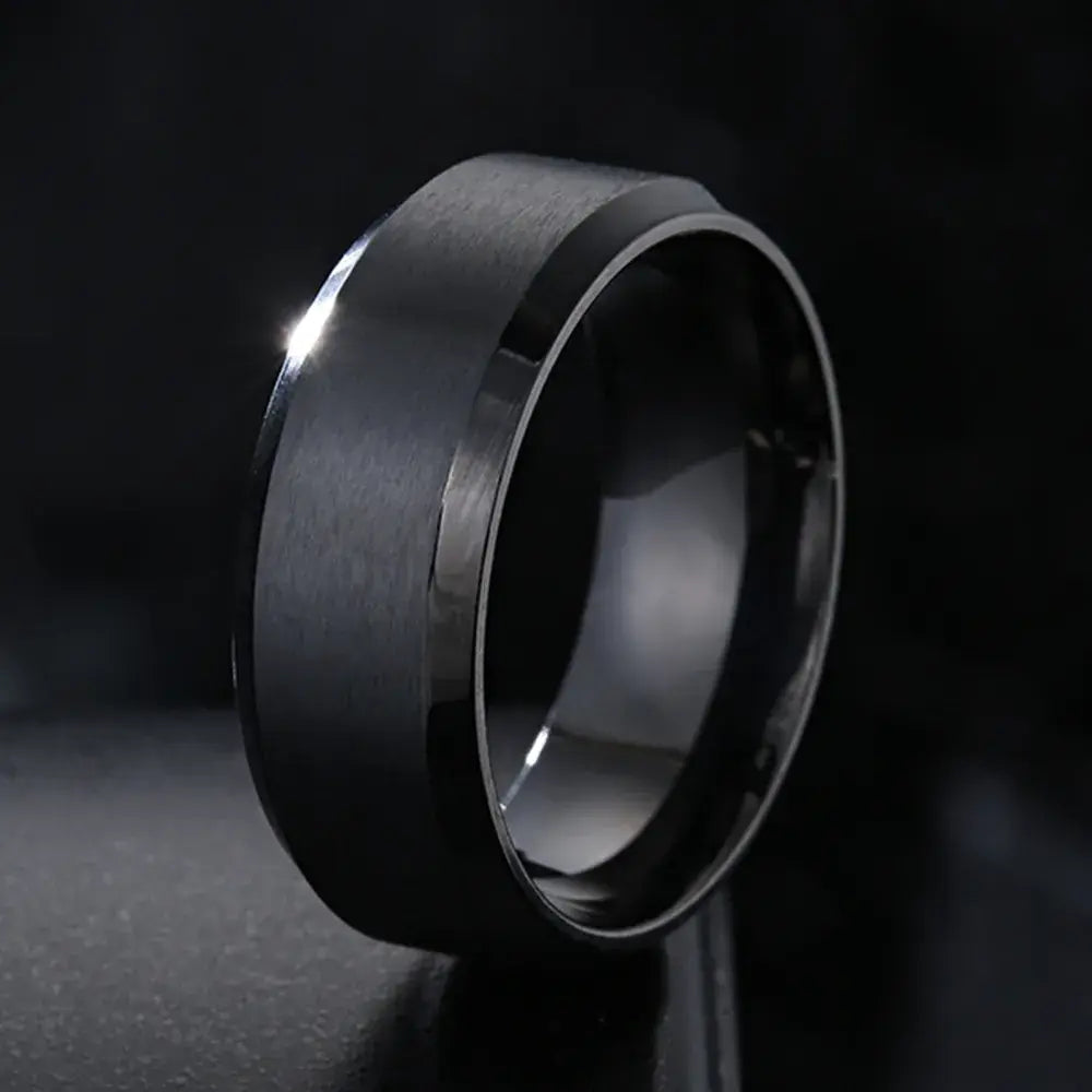 Men's Ring (Black Silver Groove)