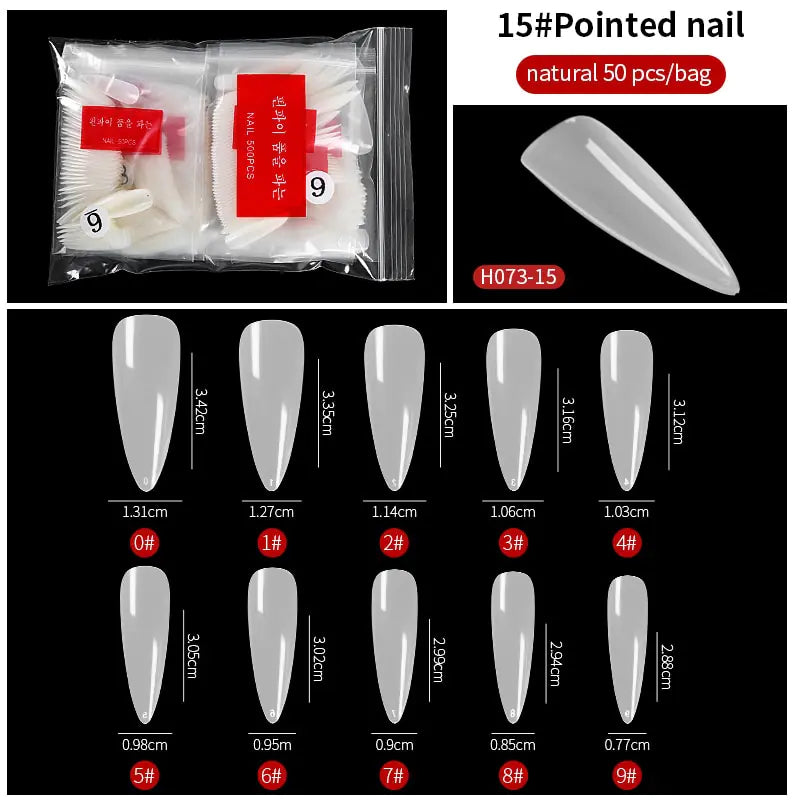 French Fake Nails Extension (Natural & Transparent) 500 pcs