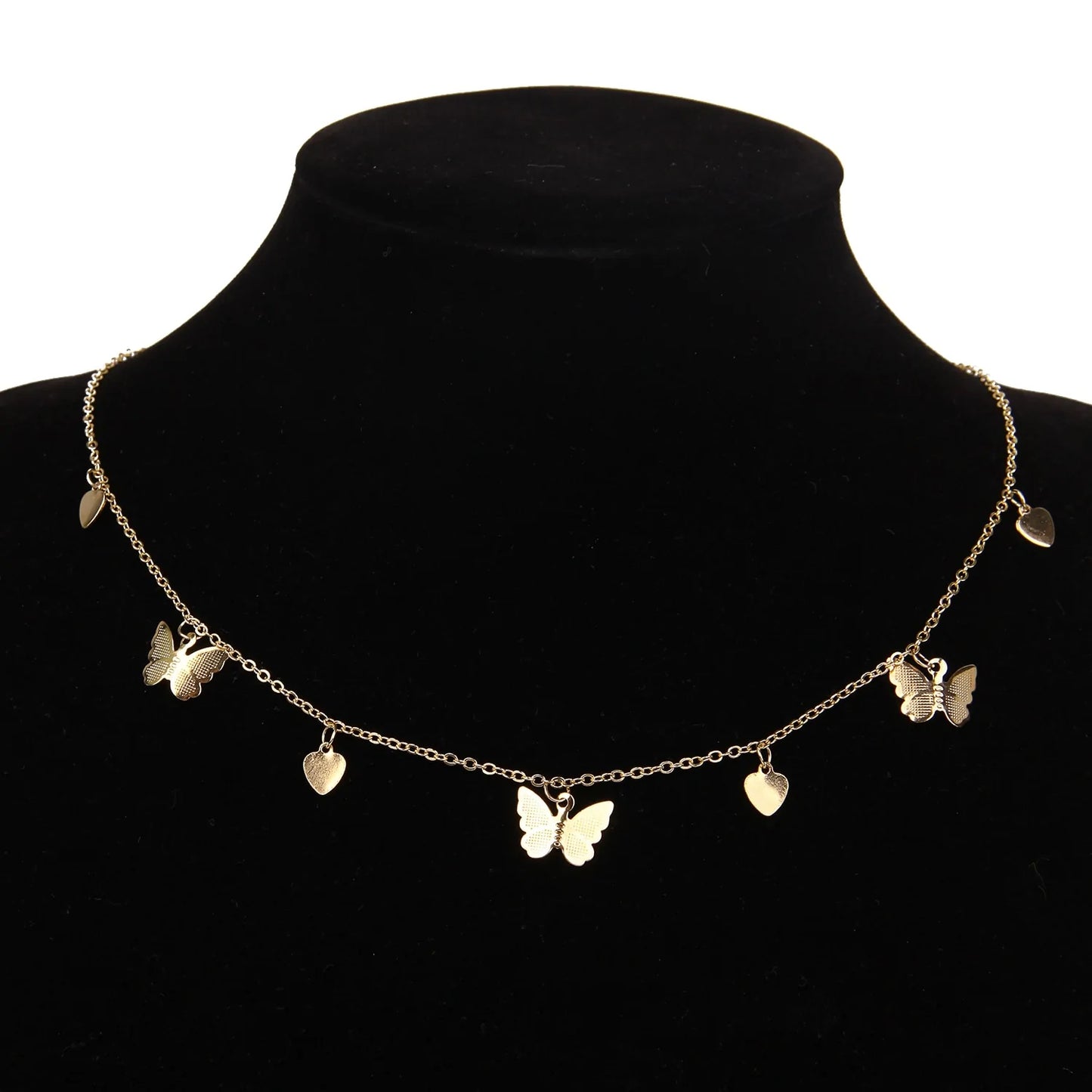 Butterfly Pendant Choker Necklace and Earning