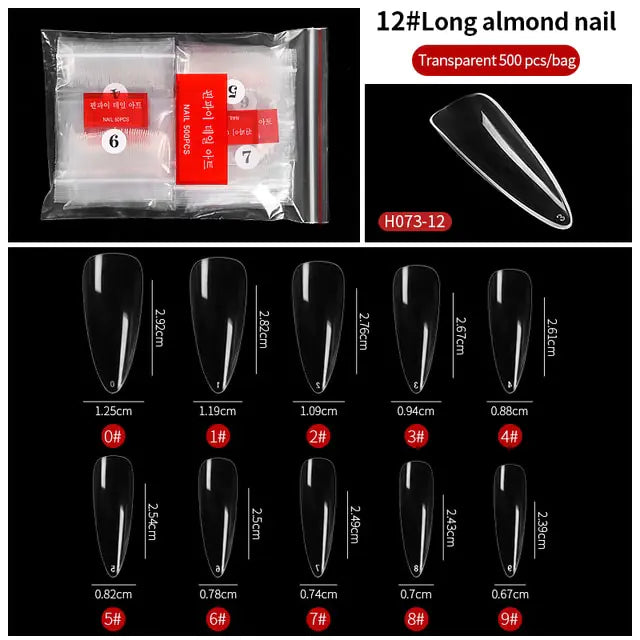 French Fake Nails Extension (Natural & Transparent) 500 pcs