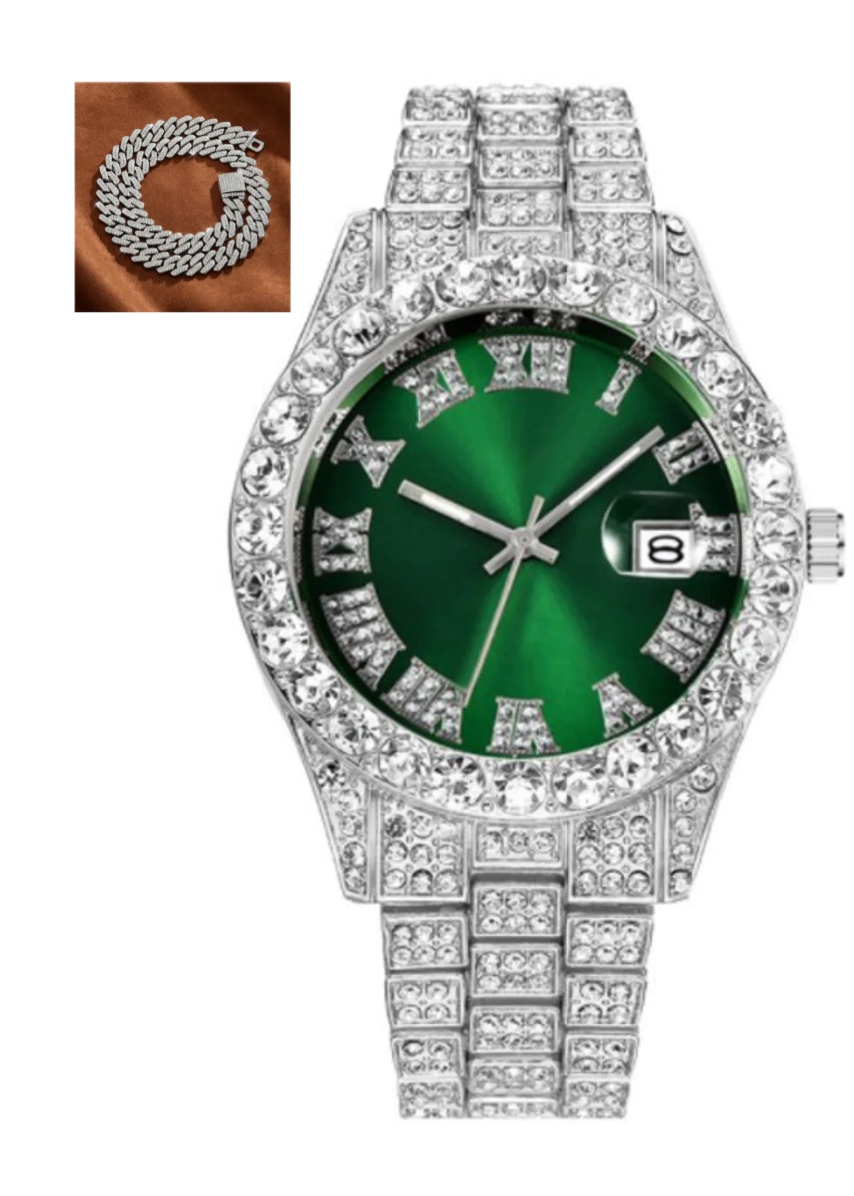 Hip Hop Roman Scale Diamond Quartz Watch