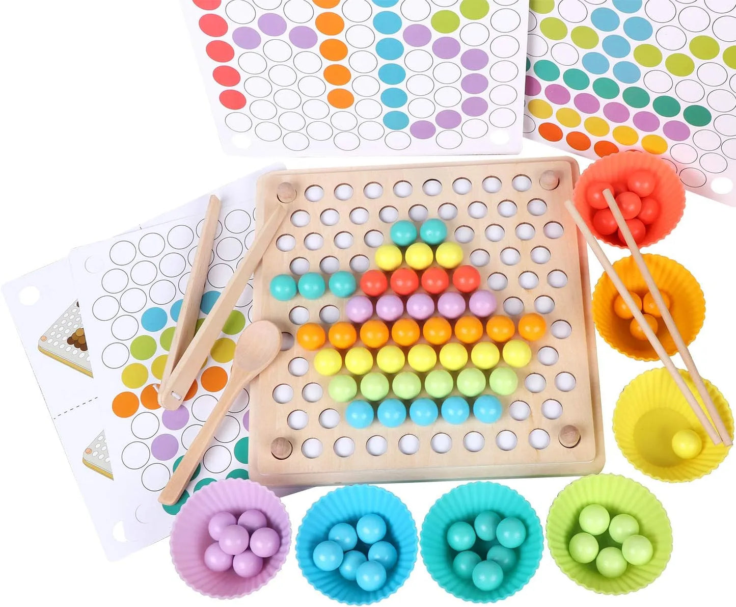 Wooden Peg Board Beads Game