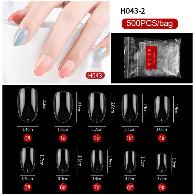 French Fake Nails Extension (Natural & Transparent) 500 pcs