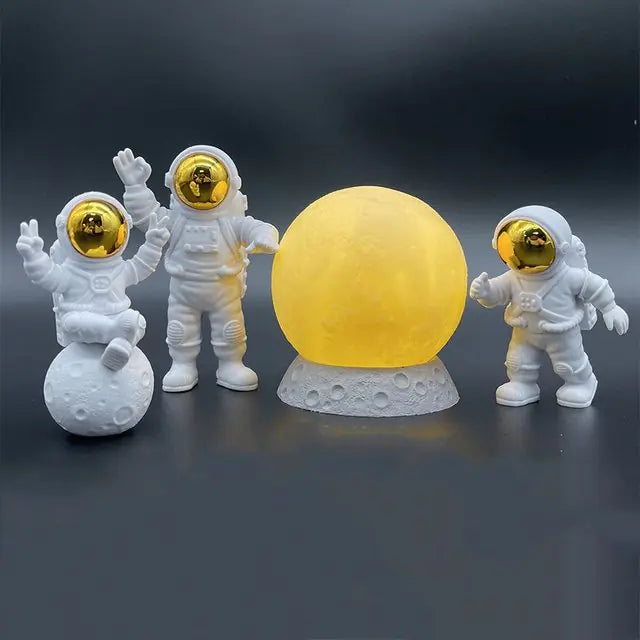 Astronaut Yellow Moon Ambient Light Ornament (4PCs)