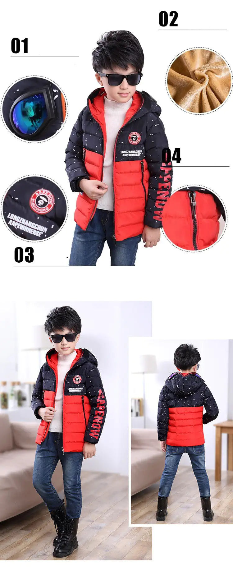 Fashion Boy's Glasses Hooded Coat