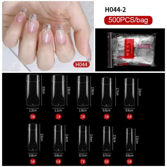 French Fake Nails Extension (Natural & Transparent) 500 pcs