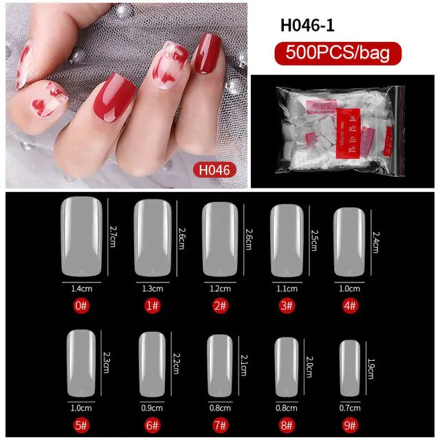 French Fake Nails Extension (Natural & Transparent) 500 pcs