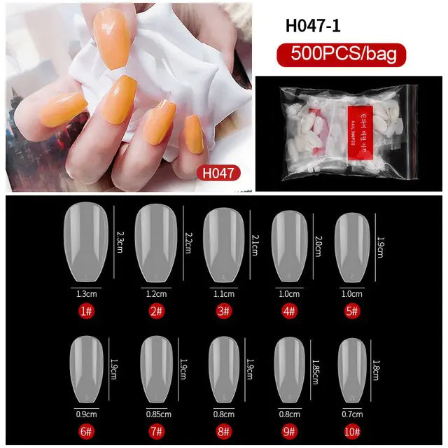 French Fake Nails Extension (Natural & Transparent) 500 pcs