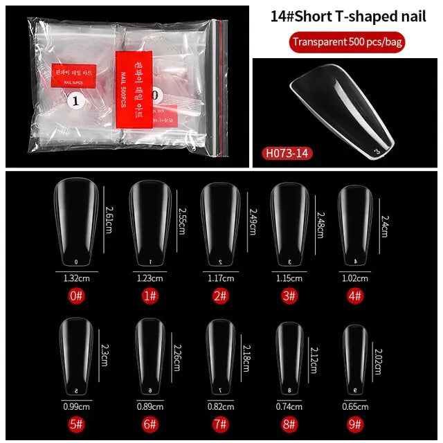 French Fake Nails Extension (Natural & Transparent) 500 pcs