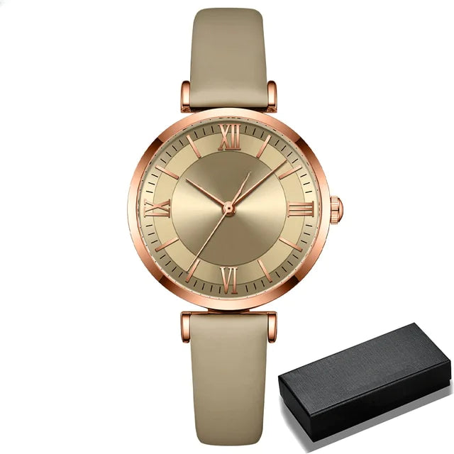 Classic Clock Leather Watch