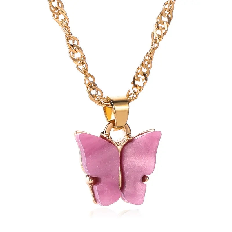 Butterfly Pendant Choker Necklace and Earning