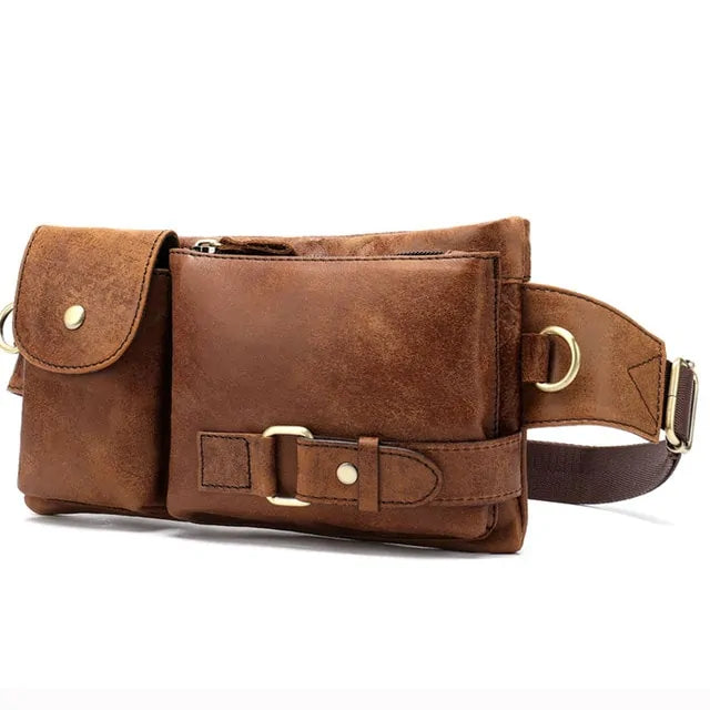 Men's Waist Genuine Leather Bag