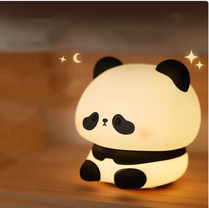 Panda Night Light for Kids – Cute Animal Silicone Rechargeable Lamp with Timer, Cartoon Panda Bedroom Decoration