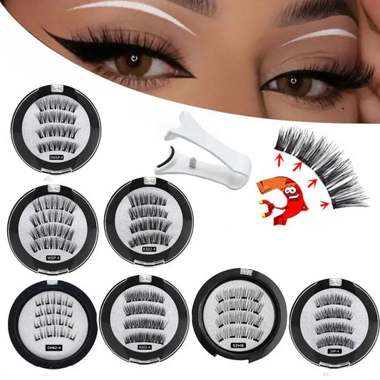 2 Pairs Reusable 3D Magnetic False Eyelashes + Magnetic eyelash curler